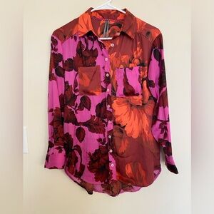 Anthropologie Floral Button-Down Blouse – Size XXS